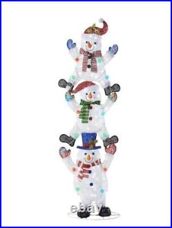 FANTASTIC FROSTY BOYS! 7 Ft, LED 3 Stacked Snowmen Holiday Yard Decoration, NIB