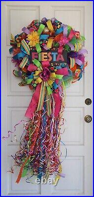 FIESTA WREATH, Cinco De Mayo Mesh Door Décor, Festive Party