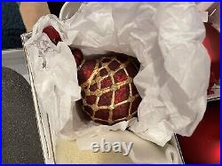 FRONTGATE Christmas Assorted Gold/Red Ornaments Holidays Set of 19 Storage Box