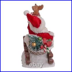 Fabriche Santa Sitting in Gingerbread Sleigh Christmas Figurine 9.75 Inch FA0148