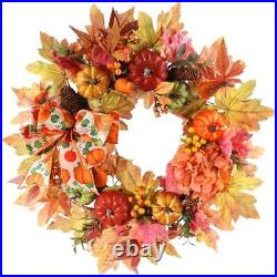 Fall Wreath 24 Inches Large Farmhouse Autumn Harvest Wreaths with Pumpkins Ma