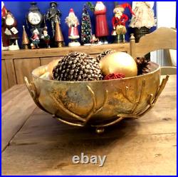 Fantastic Pier 1 Christmas/Easter Centerpiece Bowl Gold Frosted Glass withBase