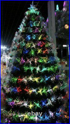 Fibre Optic Christmas Xmas Tree With Colour LED Lights & Star Topper 4ft 5ft 6ft