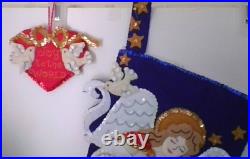 Finished Bucilla Stocking Christmas Angel 18 Stocking & Ornament too! LOVELY