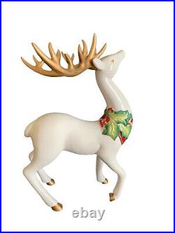 Fitz & Floyd Noel Classique White Christmas Standing Reindeer 2004 Centerpiece