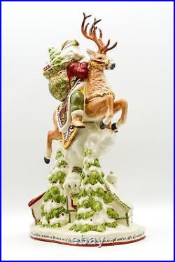 Fitz & Floyd St. Nick Centerpiece Santa On Deer 18 Christmas Figurine 2008