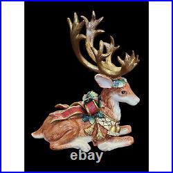 Fitz and Floyd CHRISTMAS DEER COLLECTION LARGE SITTING REINDEER DISCONTINUED