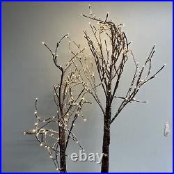 Flocked Prelit Trees 2-PACK 4.5 ft & 5.5 ft Indoor/outdoor Timer Distressed Box