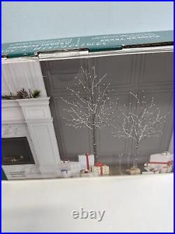 Flocked Prelit Trees 2-PACK 4.5 ft & 5.5 ft Indoor/outdoor Timer Distressed Box