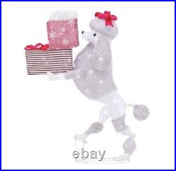 Fluffy Ooh LaLa! 42 in, LED PINK Poodle with Presents Holiday Yard Decoration