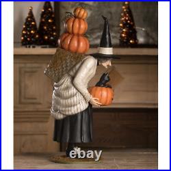 Folk Art Bethany Lowe Halloween Minerva Witch Pumpkin Peddler-23''H TD1196