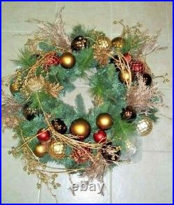 Frontgate Golden Christmas Artistry 30 Christmas Glass ornament Door Wreath