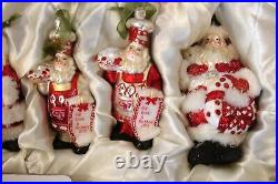 Frontgate Holiday Collection Glass Santa Ornaments Set Of 12