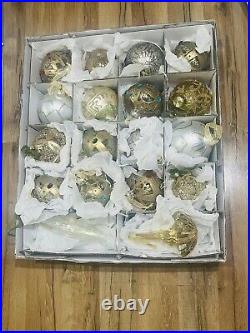 Frontgate Holiday Glass Handblown Ornament Christmas Embellished Lot 18 Mix/Gold