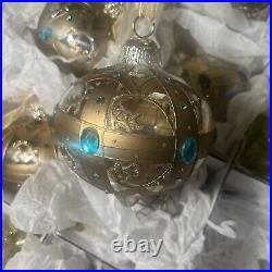 Frontgate Holiday Glass Handblown Ornament Christmas Embellished Lot 18 Mix/Gold