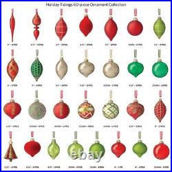 Frontgate Holiday Tidings 60 Piece Ornament Set Red Green Gold Hand Blown