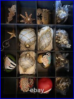 Frontgate Storage Box with Assorted Christmas Ornaments
