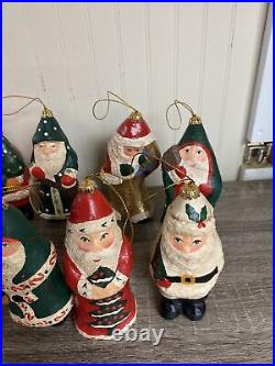 Frontgate Vintage Holiday Collection Santa Ornaments Set Of 12 Original Box