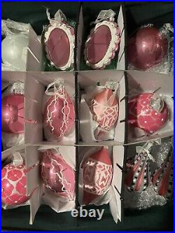 Frontgate christmas ornaments Pink And White set of 12