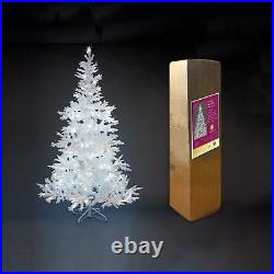 Frosted Christmas White Tree Pre-Lit LEDs Bavarian Office Home Decorations 5ft