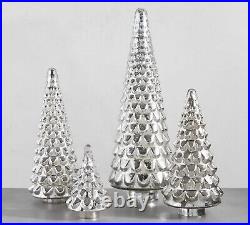 Full Set Of 4 Pottery Barn (xl-lrg-med-sm) Mercury Glass Christmas Trees Cloches