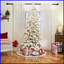 GE 7.5-ft Laurel Pine Pre-lit Traditional Flocked Artificial Christmas Tree
