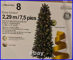 GE 7.5ft Montgomery Spruce Prelit Slim Christmas Tree 400 Color Choice LED Light