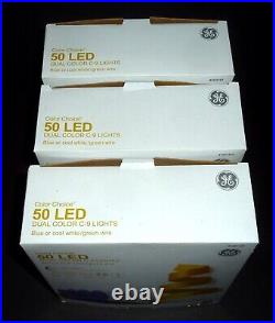 GE Color Choice 50 LED Dual Color C-9 Blue of Cool White Lights, NIB, (3 Boxes)