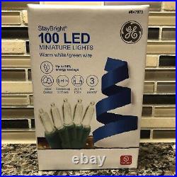 GE StayBright 100-Count CLEAR LED Mini Lights in/outdoor WARM WHITE NEW 15 BOXES