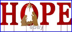 GH30229 Lighted Metal Christmas Holy Nativity Hope Yard Sign Outdoor Lawn Decora
