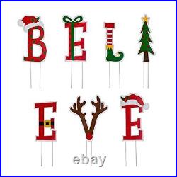 GH30337 Christmas Decorations Outdoor Metal Believe Yard Signs with Stakes