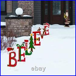 GH30337 Christmas Decorations Outdoor Metal Believe Yard Signs with Stakes