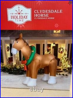 GIANT CLYDESDALE HORSE Wreath Gemmy Christmas Airblown Inflatable Yard Decor