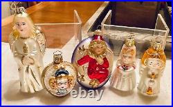 GLASS CHRISTMAS ORNAMENT Lot of 19 Gold Silver Angel Sun/Moon Icycle Ornaments