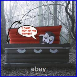 GOOSH 6FT Halloween Inflatable Outdoor Vampire in The Coffin Blow up LED Decor