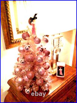 GORGEOUS BARBIE PINK CHRISTMAS TREE TABLE TOP WithORNAMENTS HALLMARK KEEPSAKE 28