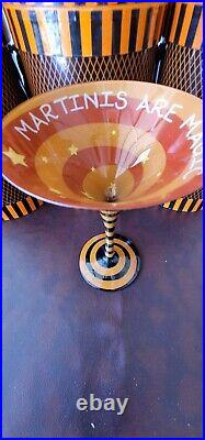 GRASSLANDS ROAD HALLOWEEN MARTINI GLASS WICKED Martinis are Magic LOT OF 6