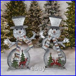 Galvanized Cookie Cutter Snowmen with Christmas Trees and Reindeer