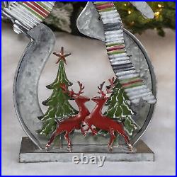 Galvanized Cookie Cutter Snowmen with Christmas Trees and Reindeer