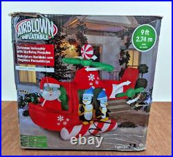 Gemmy 119408 9ft Airblown Inflatable Animated Helicopter with Santa & Penguins