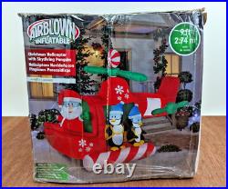 Gemmy 119408 9ft Airblown Inflatable Animated Helicopter with Santa & Penguins