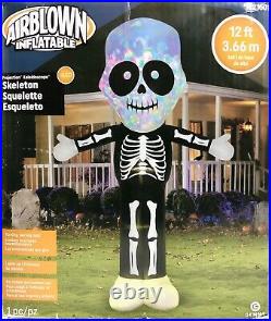 Gemmy 12ft Projection Kaleidoscope Skeleton Airblown Inflatable Tested Excellent