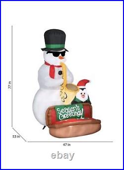 Gemmy 6.5' Airblown Animated Christmas Saxophone Snowman Inflatable Yard Decor