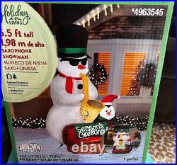 Gemmy 6.5 ft Airblown Animated Christmas Saxophone Snowman Inflatable Penguin