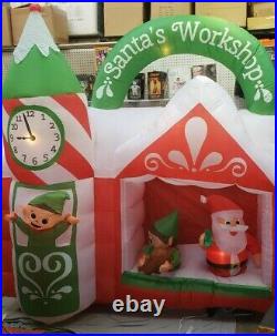 Gemmy 7.5ft Wide Santa's Animated Workshop Scene Christmas Inflatable