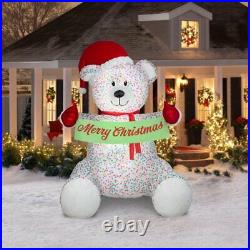 Gemmy 8.5' Airblown Inflatable Teddy Bear with Merry Christmas Banner