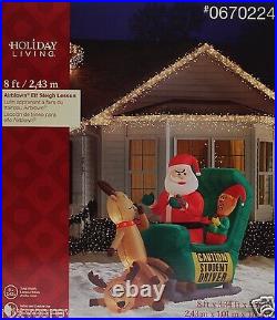 Gemmy 8 ft Lighted Elf Sleigh Student Driver Lesson Airblown Inflatable