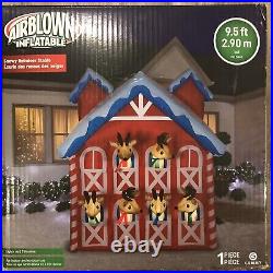 Gemmy 9.5 ft Lighted Snowy Christmas Reindeer Stable Inflatable New in box