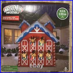 Gemmy 9.5 ft Lighted Snowy Christmas Reindeer Stable Inflatable New in box