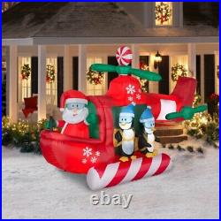 Gemmy 9 Ft Airblown Inflatable Animated Helicopter with Santa & Penguins CC